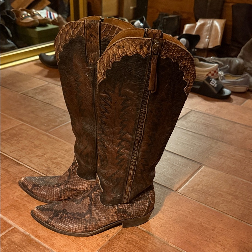 Golden Goose Dark Brown Snakeskin Boots - Picture 3 of 6